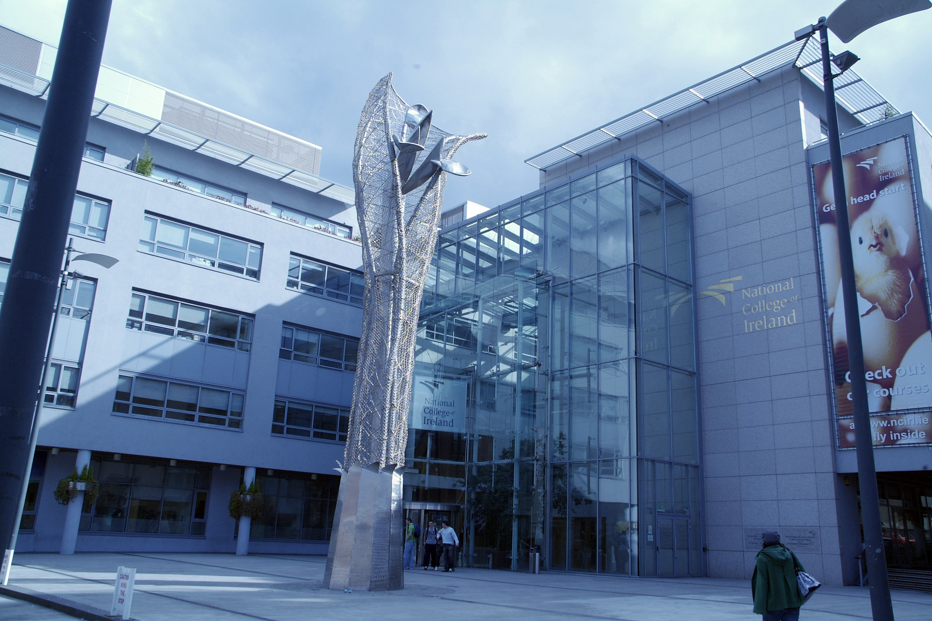 Photo of the entrance of NCI in the I.F.S.C, Dublin.